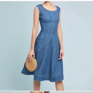 Pilcro and the Letterpress Anthropologie Pockets Denim Jean Dress Womens Size 4